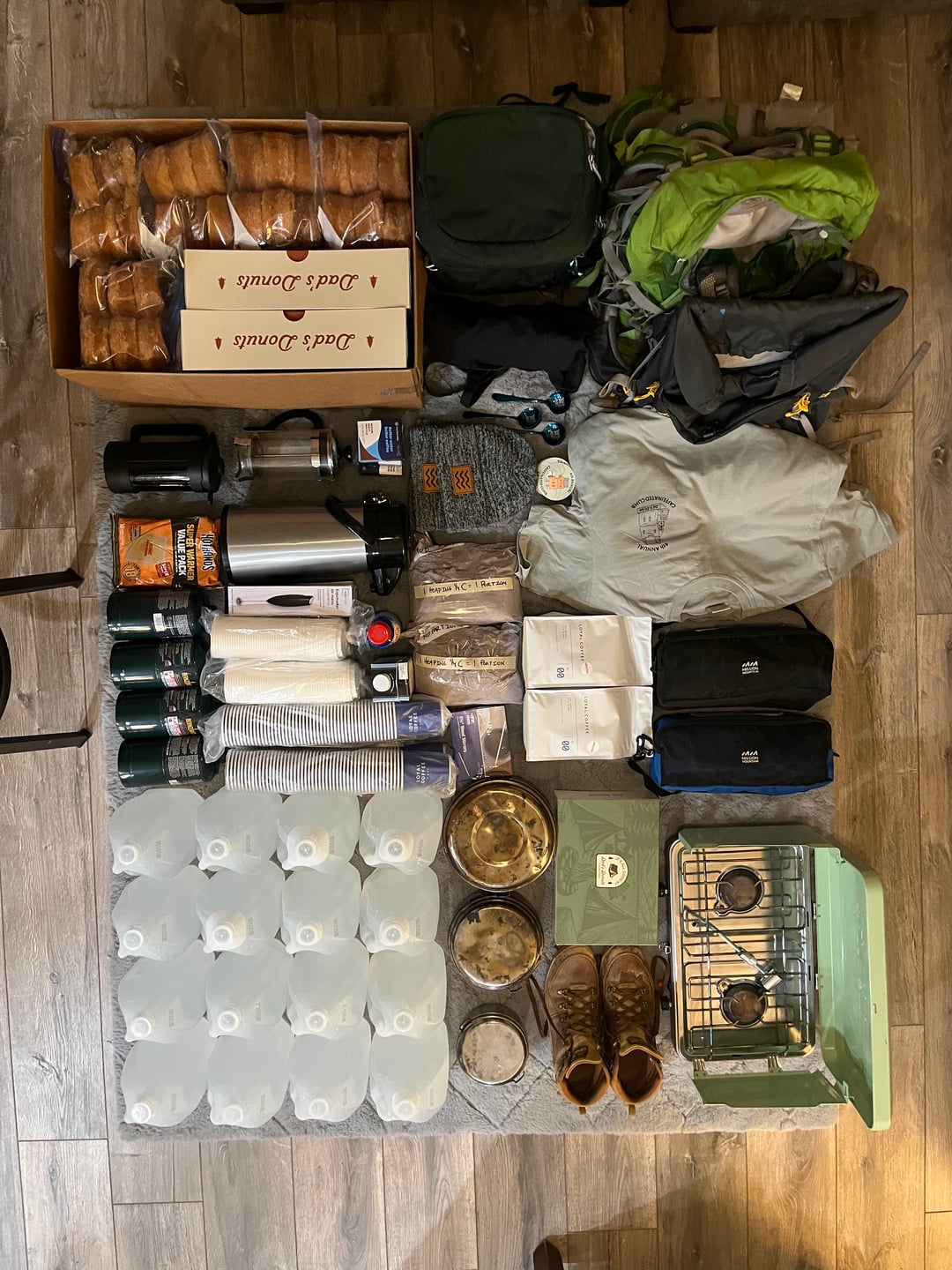 Photo of hiking and coffee gear